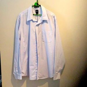 Gap Men’s Long Sleeve Button Down Light Blue/White Striped Shirt Fitted X-Large